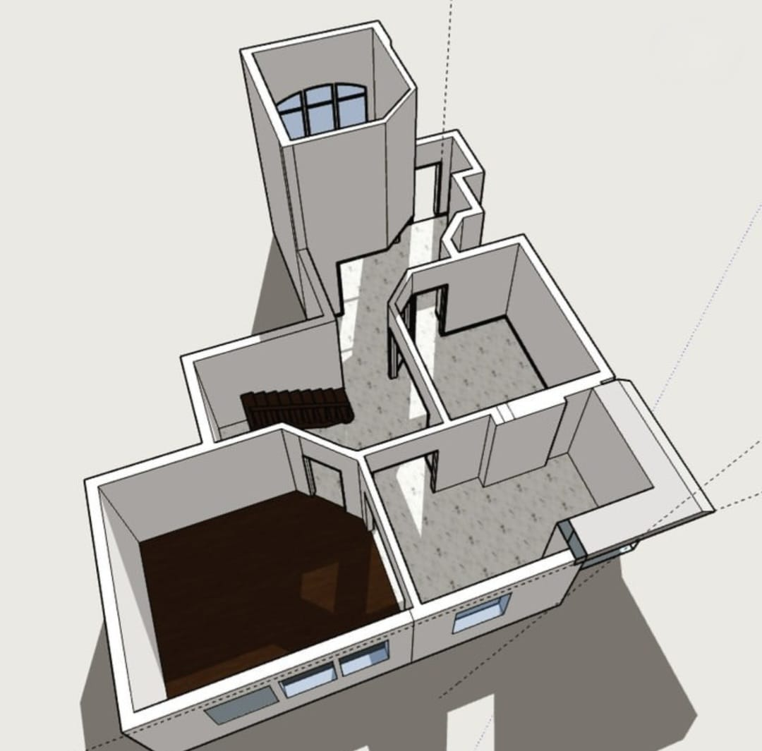 3D rendering — floor plan with unit layout